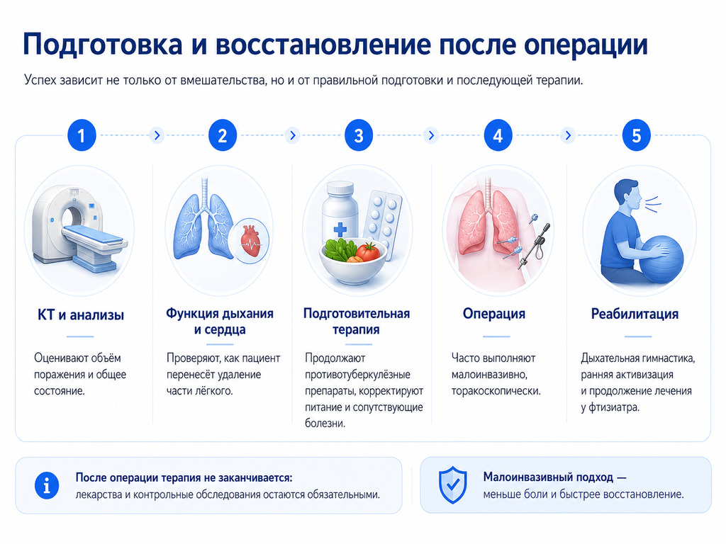 Подготовка к операции при туберкулёзе лёгких и этапы послеоперационного восстановления